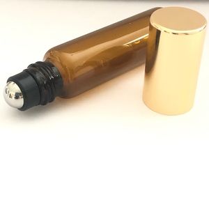 Essential Oil Amber Glass Roller Top Bottles - 5ml
